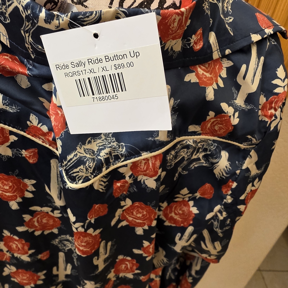 NWT Rodeo Quincy Ride Sally Ride Pearl Snap Button Up XL - Picture 3 of 5